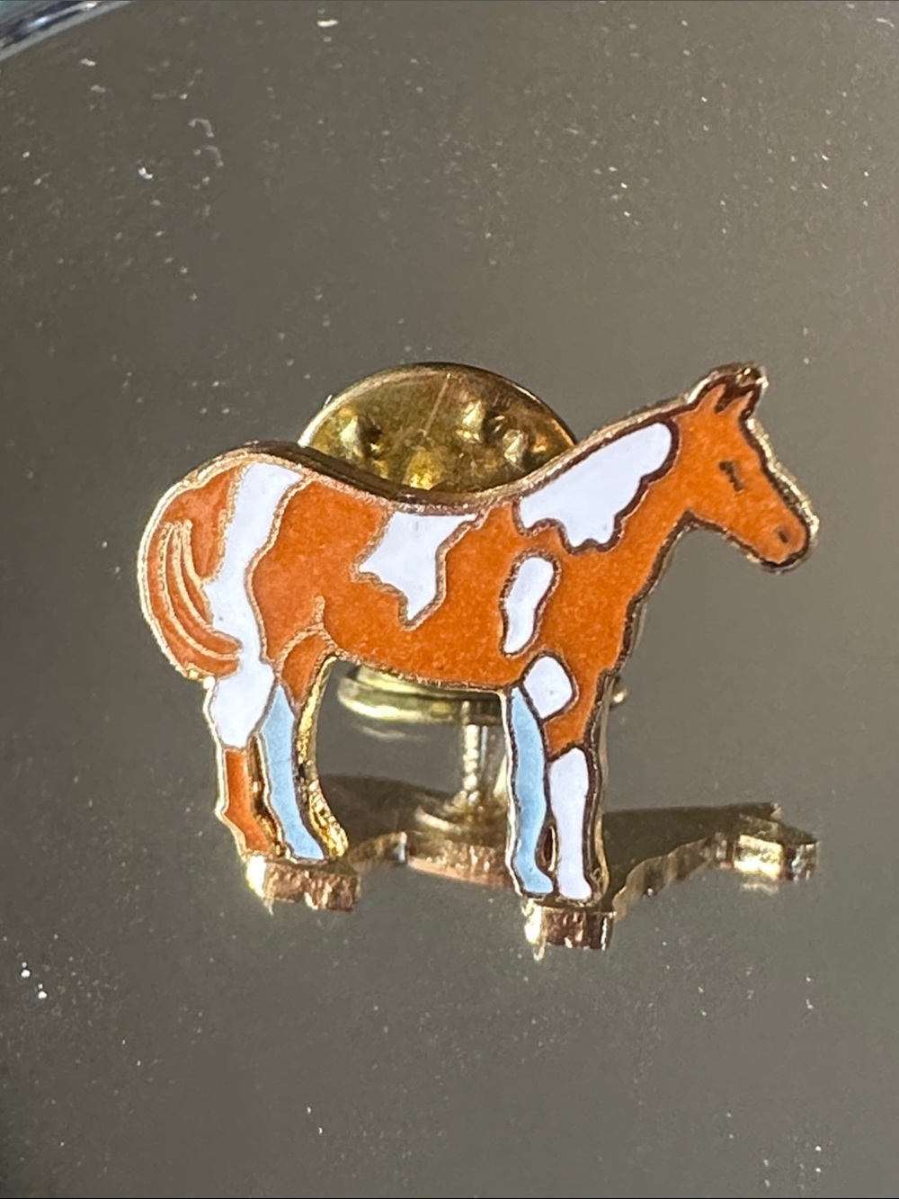 Orange and White Pinto or Paint Horse Enamel Pin